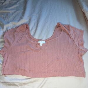 Colsie Peach Ribbed Crop Top Pajama